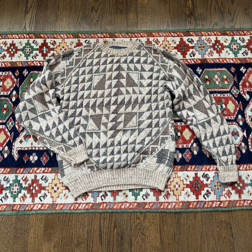 crossings 90s wool geometric knit sweater